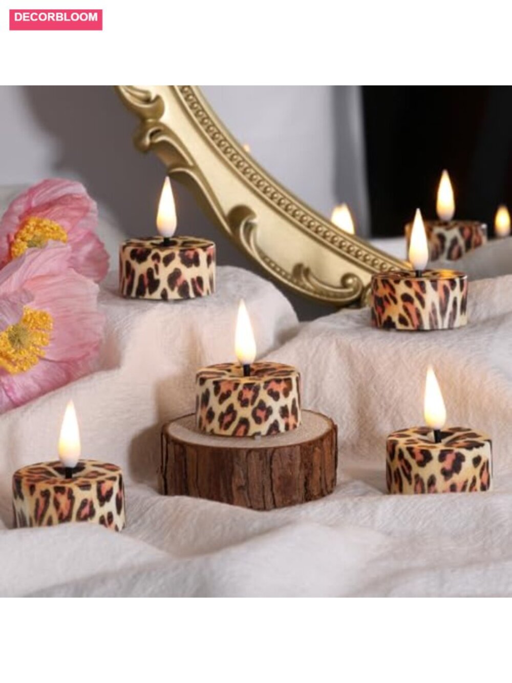 Leopard Flameless LED Tealights Set of 12 with Remote and Timer, Battery - Picture 3 of 5